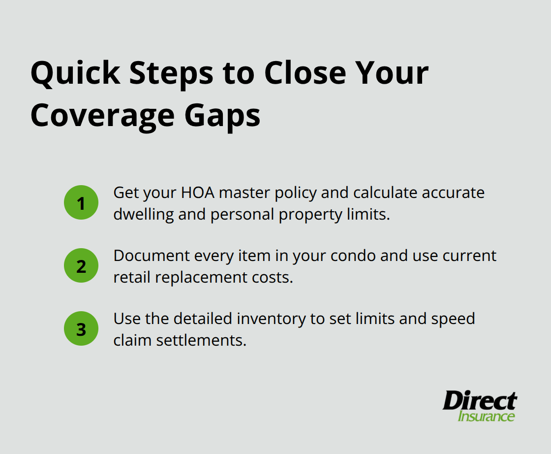 Three quick steps Utah condo owners can take to fix common HO-6 coverage gaps. - Utah condo insurance
