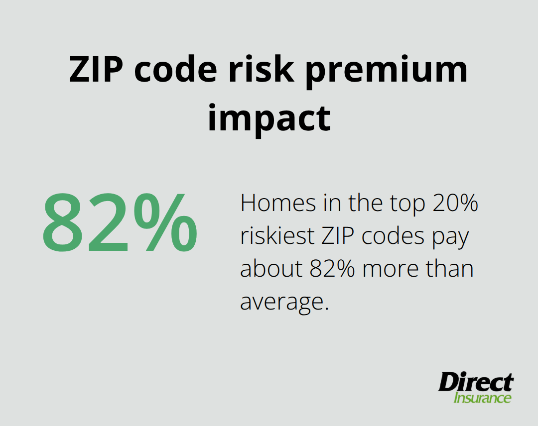 Percentage showing how risky ZIP codes impact homeowners insurance cost in the U.S. - average cost of homeowners insurance