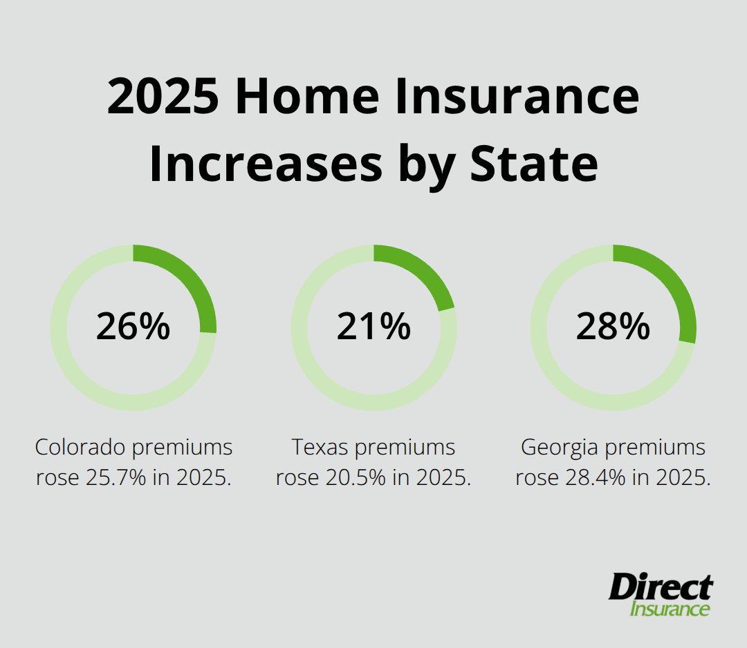 Percentage premium increases in 2025 for select U.S. states - average home insurance cost