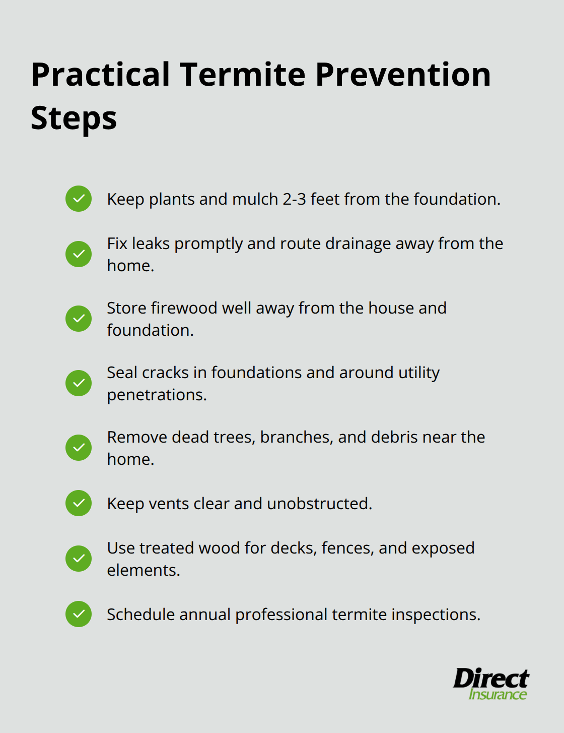 Actionable maintenance steps homeowners can take to reduce termite risk. - does home insurance cover termite damage