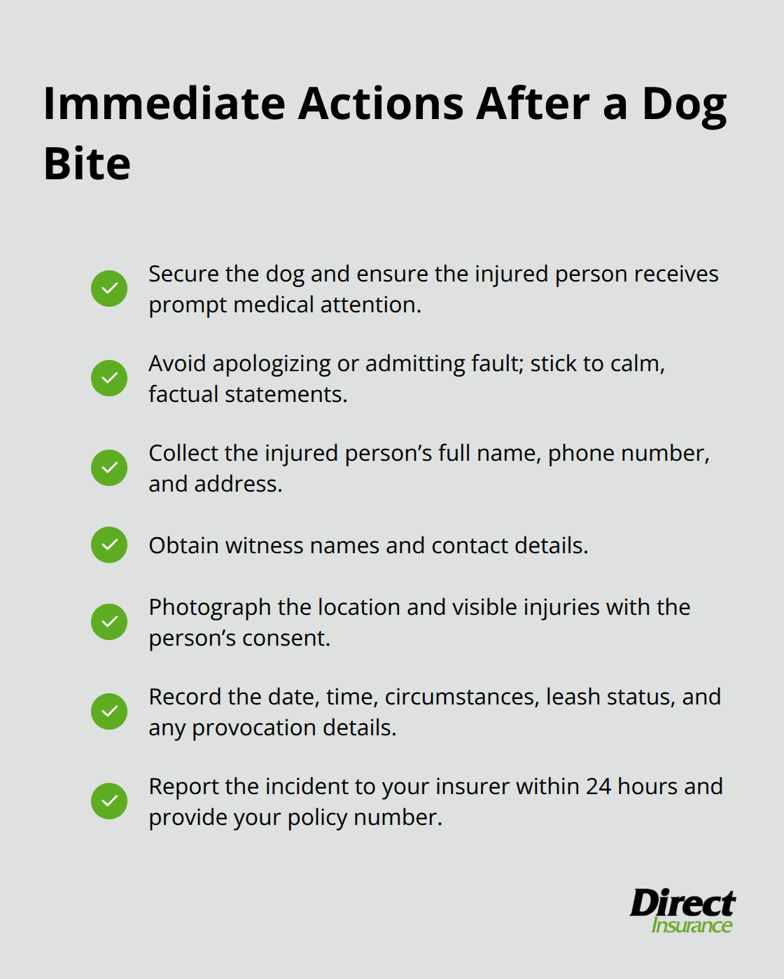 Checklist of steps to take immediately after a dog bite to support your home insurance claim - home insurance dog bite