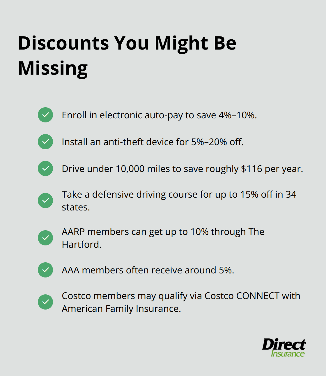 Quick list of common auto insurance discounts many drivers overlook. - how can i get cheap auto insurance