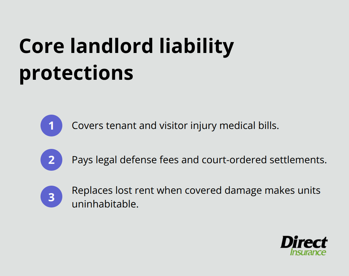 Three core protections provided by landlord liability insurance for U.S. property owners