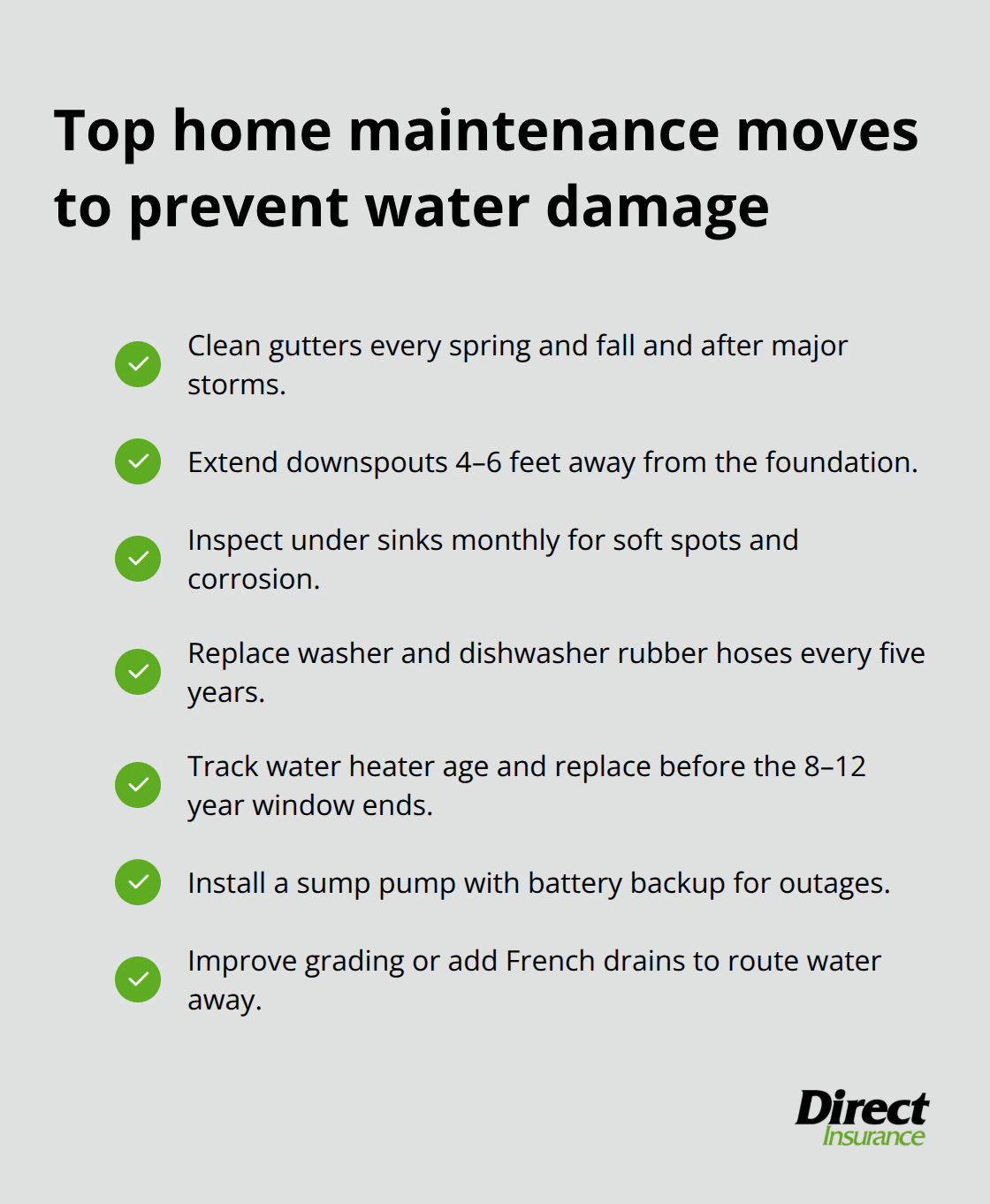 Actionable prevention tasks to reduce water damage risk - water damage covered by home insurance