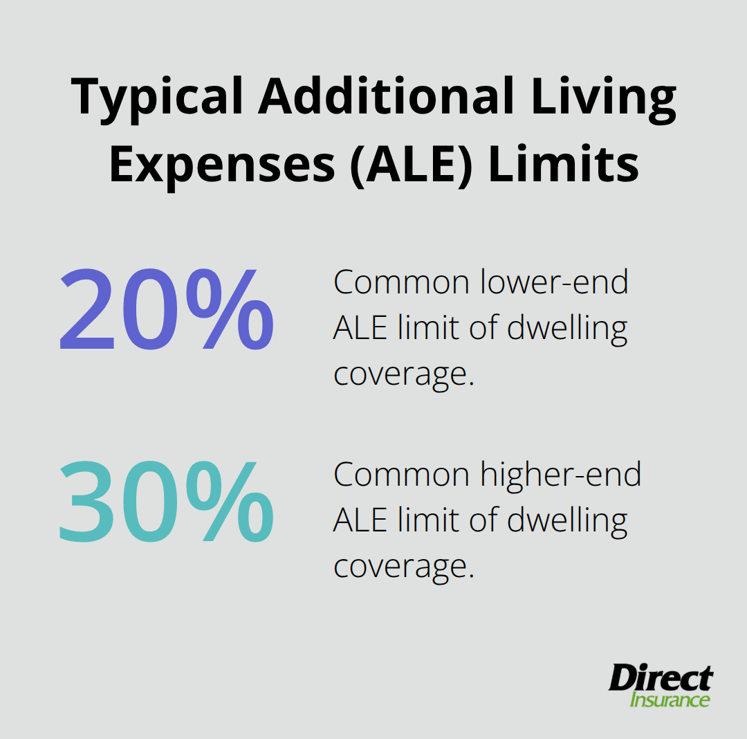 Chart showing common ALE limits as a percentage of dwelling coverage